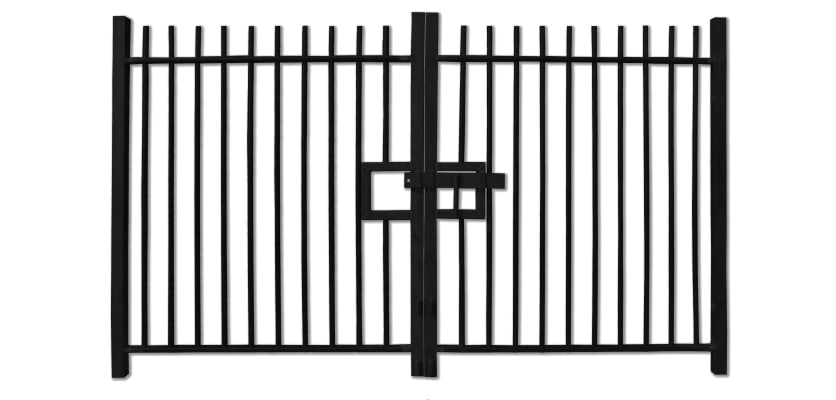 Black 2.0m High Double Leaf Vertical Bar Railing Gate