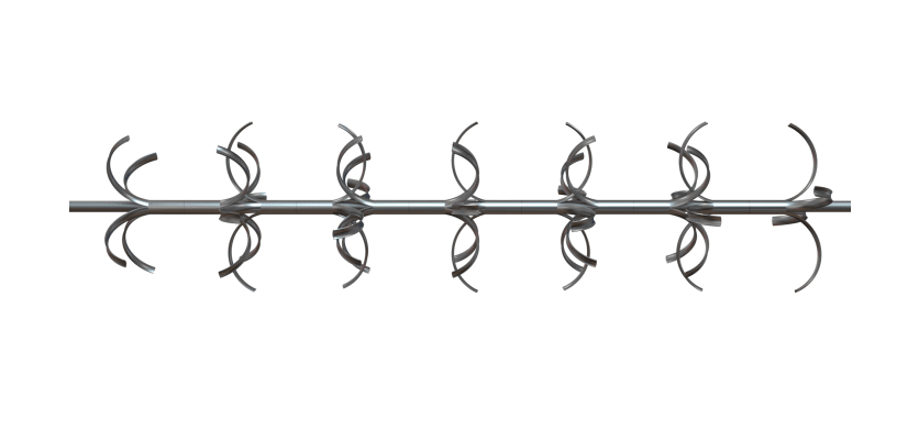 Row of Quadraspike Rotating Anti-climb Spikes