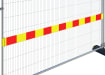 Red and Yellow Reflective Board Attached to Temporary Fencing Panel