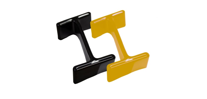 Black and yellow Armco RSJ post top caps 