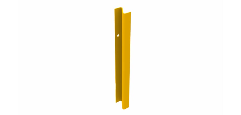Armco Z style dig in post with a yellow powder coated finish