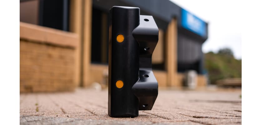 Black Armco Pedestrian Safety End with Hi-Vis Reflectors