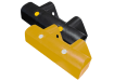 Black and yellow Armco pedestrian safety ends