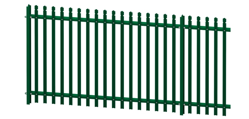 Green Powder Coated Round and Notched Palisade