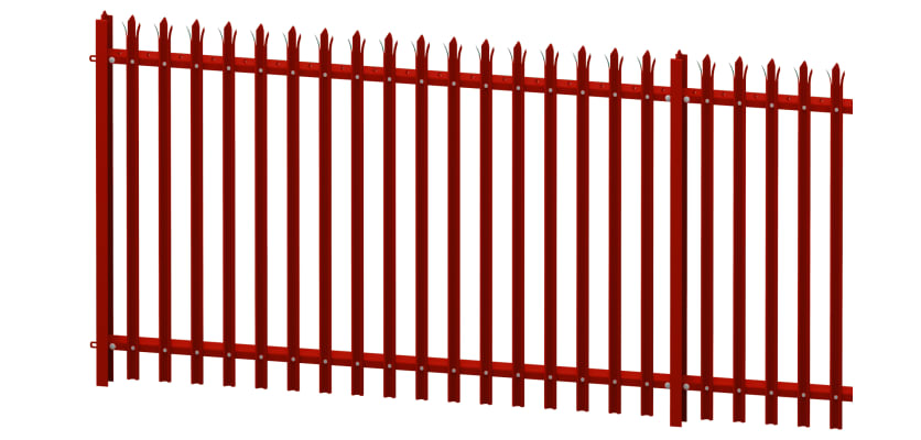 Red Powder Coated Triple Pointed Palisade
