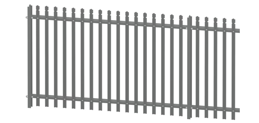 Grey Powder Coated Round and Notched Palisade