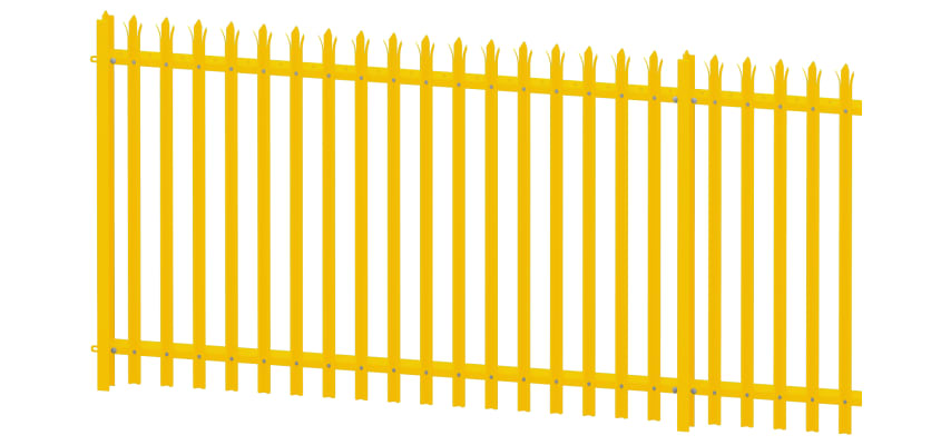 Yellow Powder Coated Triple Pointed Palisade