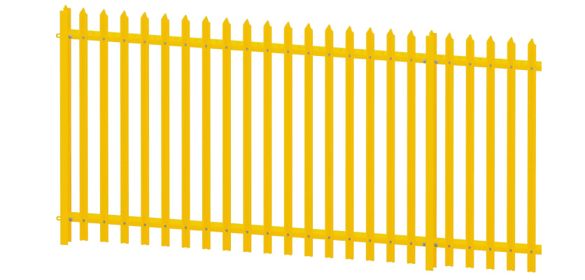 Yellow Powder Coated Single Pointed Palisade 