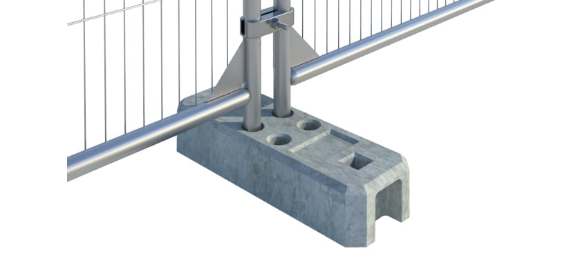 Concrete feet installed on temporary fencing