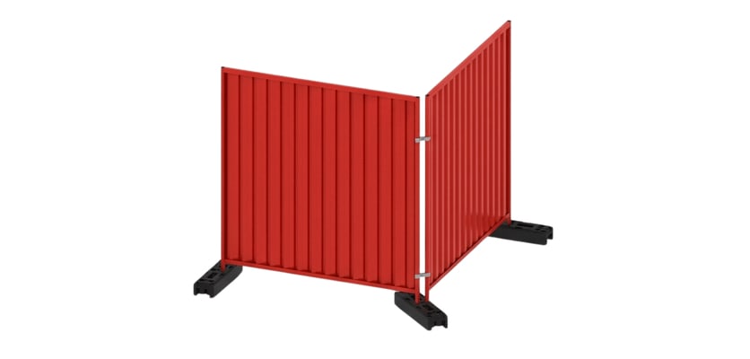 Red steel hoarding panels
