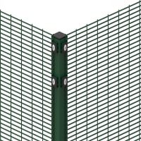 Close up of the top section of a 1.2 metre high green corner post for mesh fencing 