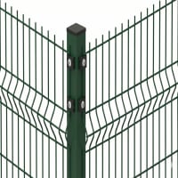 Close up of the top section of a 1.2 metre high green corner post for mesh fencing 