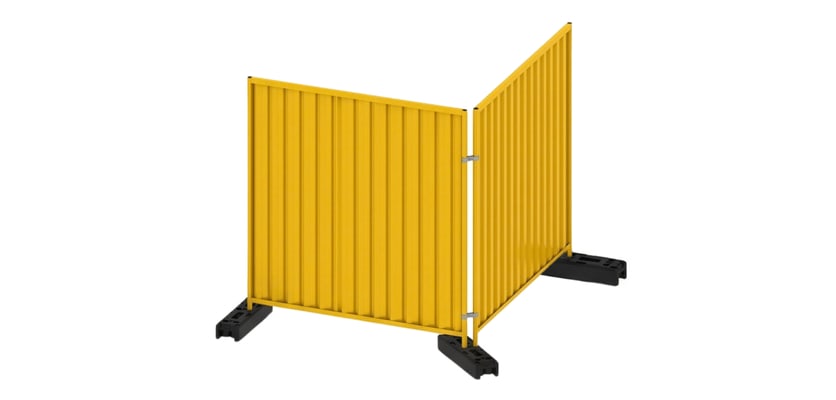 Yellow steel hoarding panels
