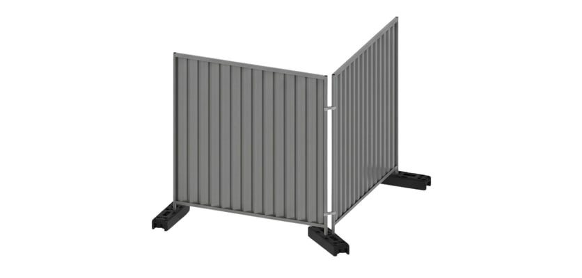 Grey steel hoarding panels