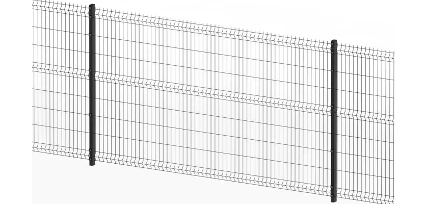 Full panel view of the black 1.8 metre high V mesh fencing kit 