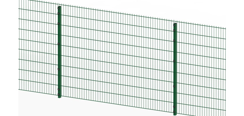 Full panel view of the green 2.0 metre high 656 twin mesh fencing kit 