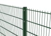 Close up of the clamp bar fittings for the green 868 twin mesh fencing
