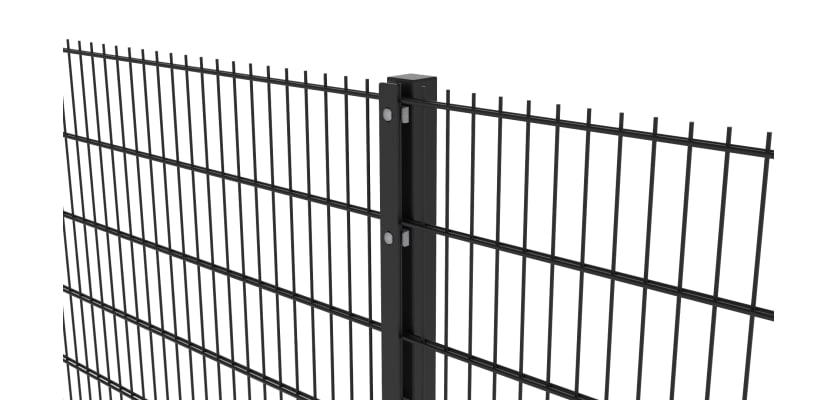 Full panel view of the black 2.0m high 868 Twin Mesh fencing system