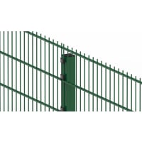 Close up image of the green 2.0 metre high 868 twin mesh fencing 