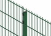 Close up of the top of the 2.4 metre high green 656 twin mesh fencing 