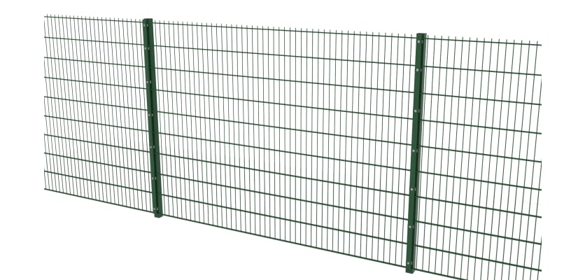 Full panel view of the green 2.4m high 868 Twin Mesh fencing