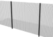 Full panel view of the black 2.4 metre high 358 prison mesh fencing with clamp bar fittings