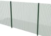 Full panel view of the green 2.4 metre high 358 prison mesh fencing with clamp bar fittings