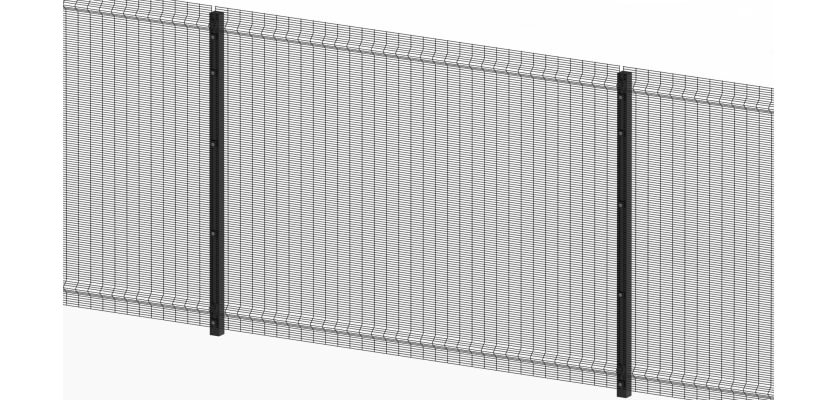 Full panel view of the black 2.0 metre high 358 D mesh fencing 