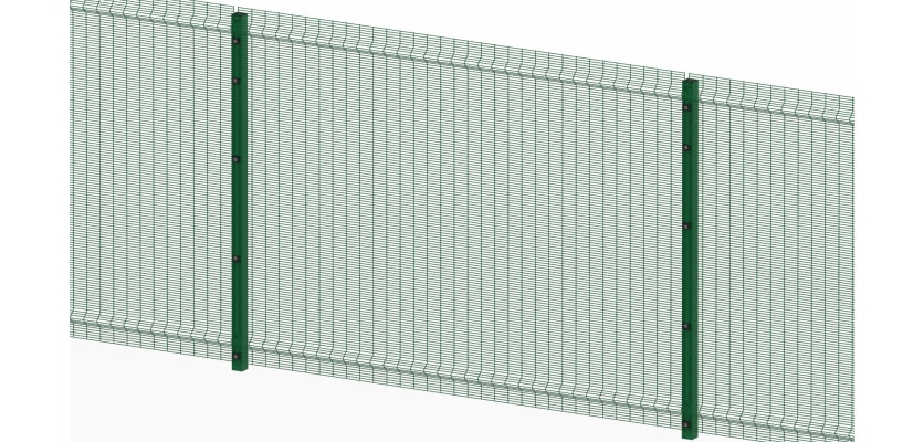 Full view of the green 2.4 metre high 358 D mesh fencing 