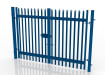 Blue 1.8 metre high by 2.0 metre wide double leaf palisade gate 