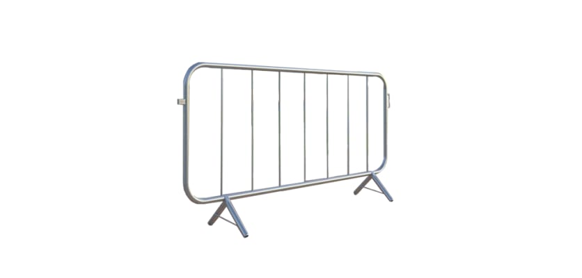 2.3m Standard Crowd Control Fixed Leg Barrier with Galvanised Finish
