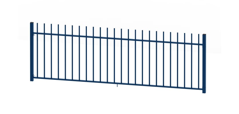 A 1.0m High Bay of EnviroRail Vertical Bar Railings in Blue