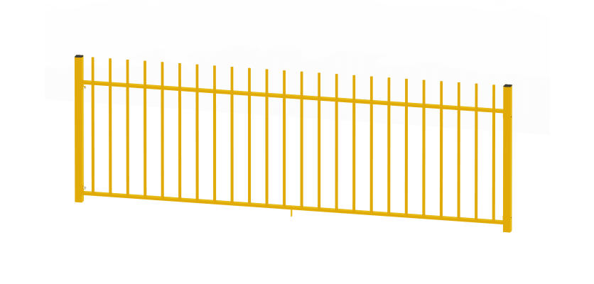 A 1.0m High Bay of EnviroRail Vertical Bar Railings in Yellow