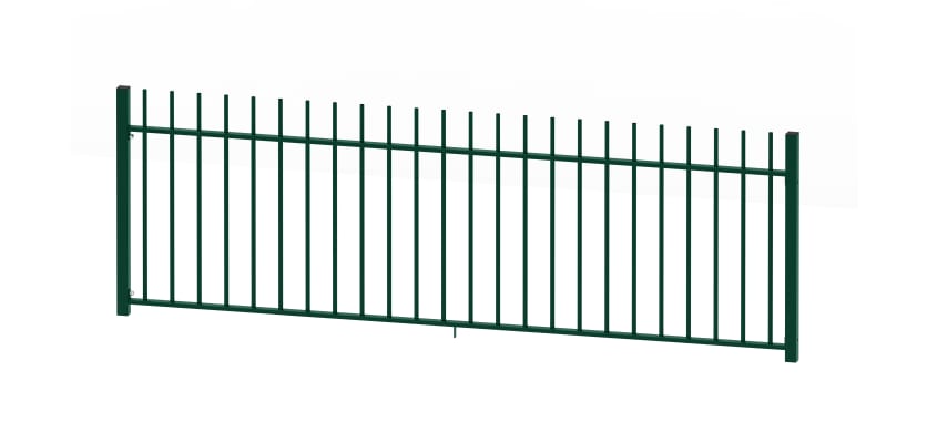 A 1.0m High Bay of EnviroRail Vertical Bar Railings in Green