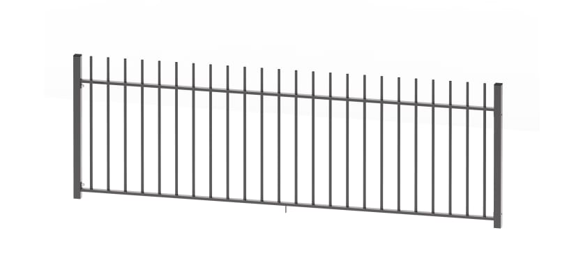 A 1.0m High Bay of EnviroRail Vertical Bar Railings in Grey