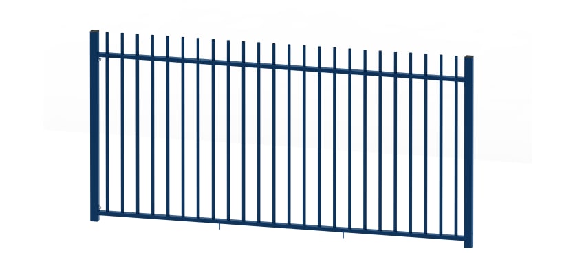 A 1.8m High Bay of EnviroRail Vertical Bar Railings in Blue