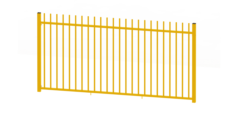 A 1.8m High Bay of EnviroRail Vertical Bar Railings in Yellow