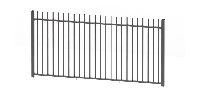 A 1.8m High Bay of EnviroRail Vertical Bar Railings in Grey