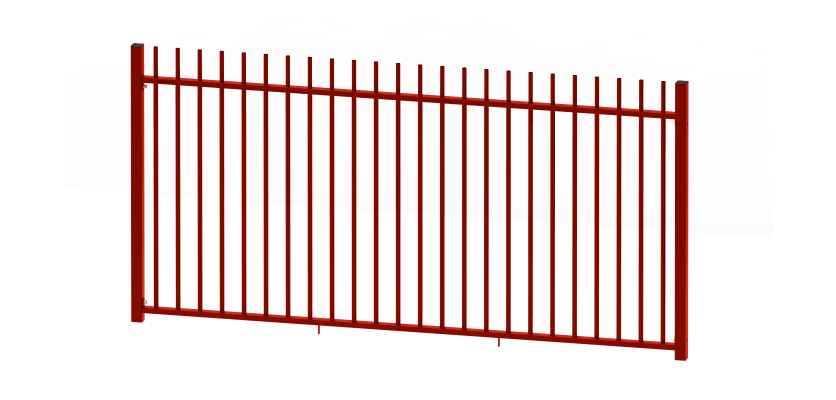 A 1.8m High Bay of EnviroRail Vertical Bar Railings in Red