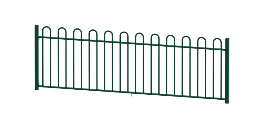 A 1.0m High EnviroRail Bow Top Railing Kit in Green