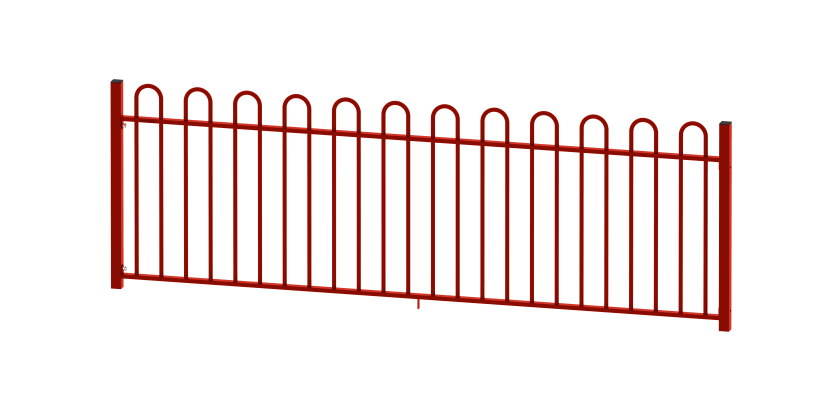 A 1.0m High EnviroRail Bow Top Railing Kit in Red