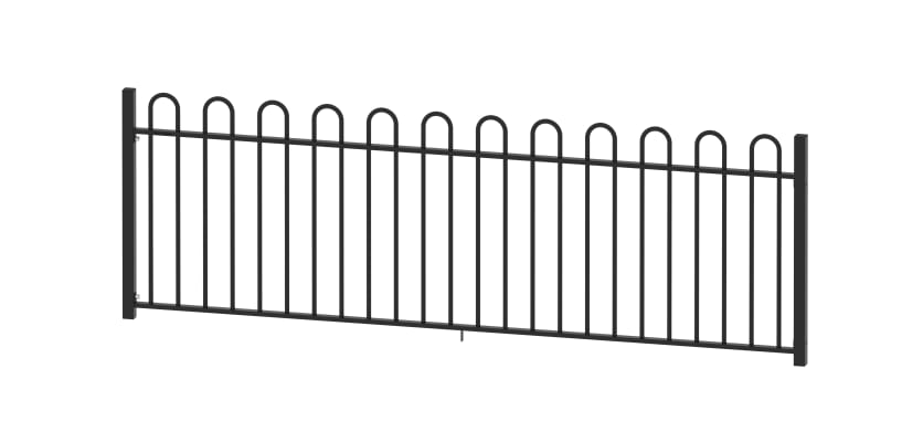 1.2 metre high Envirorail Standard Bow Top Railings With Black Powder Coated Finish
