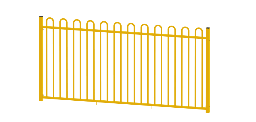 A 1.8m High EnviroRail Bow Top Railing Kit - Yellow