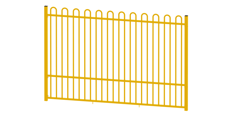 A Bay of 2.0m High EnviroRail Railings - Yellow Finish