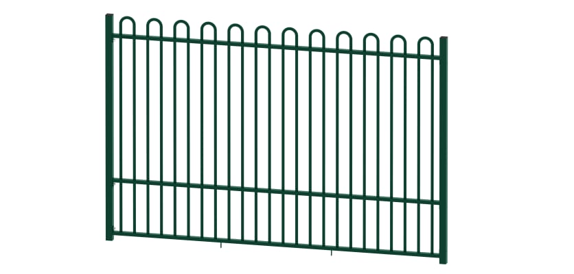 A Bay of 2.0m High EnviroRail Railings - Green Finish