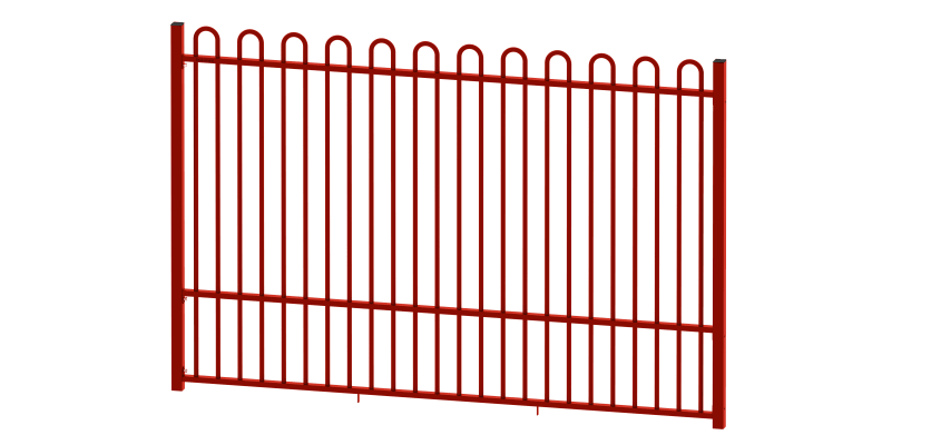 A Bay of 2.0m High EnviroRail Railings - Red Finish