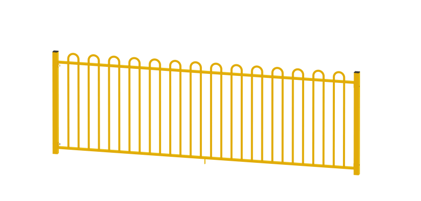 A Yellow 1.0m High Bay of EnviroRail Bow Top Play Sec Railings