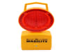 Maxilite LED Hazard Warning Light with a red lens, featuring a sturdy bolt for secure mounting, ideal for emergency situations and roadside assistance.