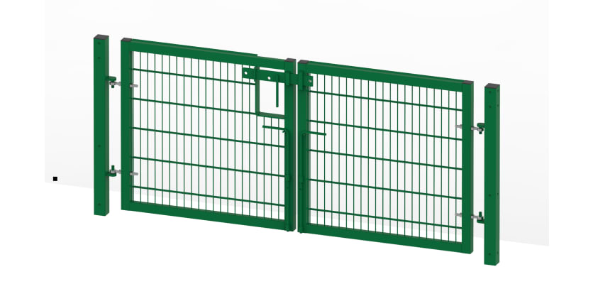 Green 1.2 metre high by 4.0 metre double leaf twin mesh gate 