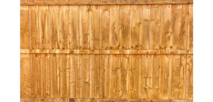 Front view of the 6 feet wide by 4 feet high feather edge timber fencing panel 